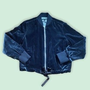 Velvet Velour Navy Blue J. Crew Silk Jacket XS